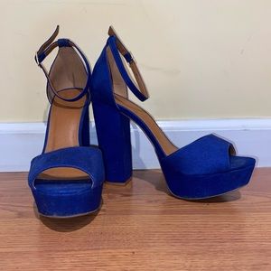 Royal Blue heels with platform front